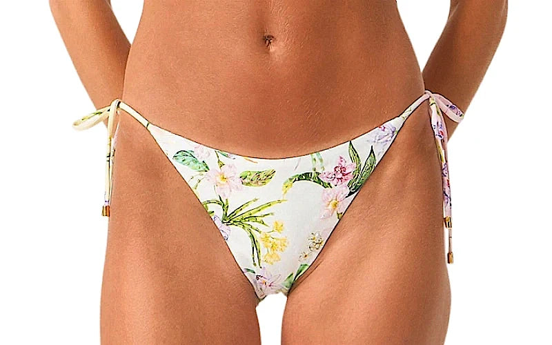Embroidered Ring Bandeau-Embroidered Tie Side Bikini